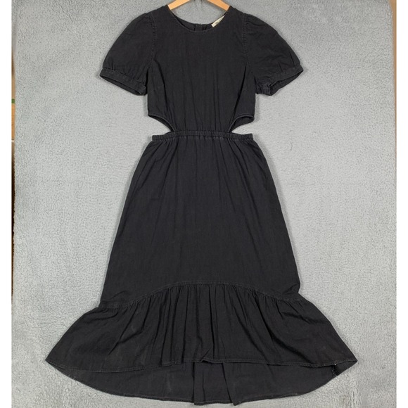 Madewell Dress Size 6 Mulgrove Wash Denim Cutout Midi Asymmetric Hem NWT $138 - Picture 2 of 16